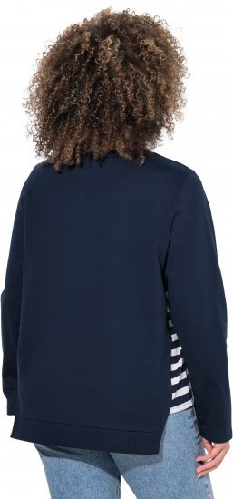 Ulla Popken Stripe Panel Long Sleeve V-Neck Sweatshirt Navy - Bluzy & bluzy z kapturem - 