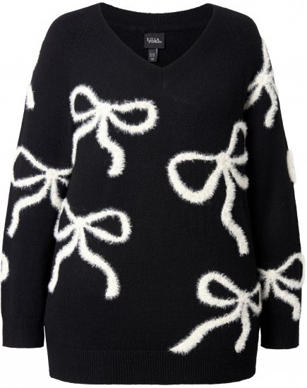 Ulla Popken Glitter Bow Sweater Black - Bluzy & bluzy z kapturem - 