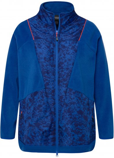 Ulla Popken Patch Print Fleece Jacket Denim Blue - Bluzy & bluzy z kapturem - 