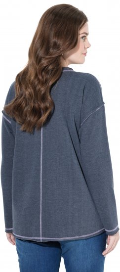 Ulla Popken Houston Textured Lettering Sweatshirt Navy - Bluzy & bluzy z kapturem - 