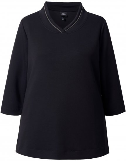 Ulla Popken Decorative Chain Collar Sweatshirt Black - Bluzy & bluzy z kapturem - 