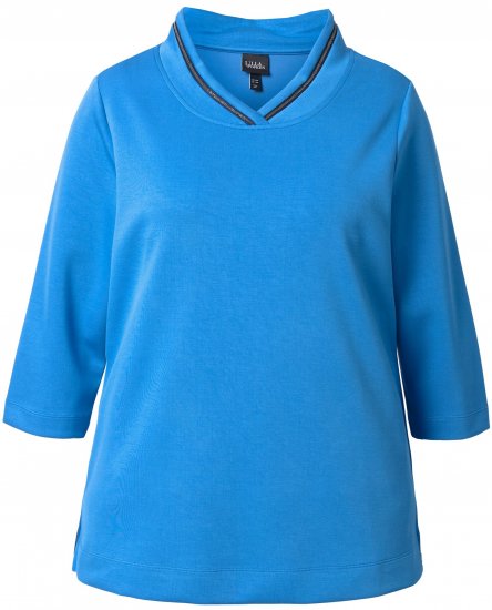 Ulla Popken Classic Fit with Side Slits 3/4 Sleeve Sweatshirt Royal Blue - Bluzy & bluzy z kapturem - 