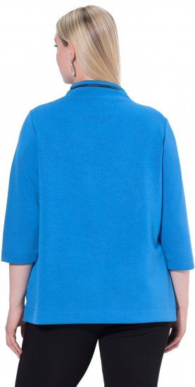 Ulla Popken Classic Fit with Side Slits 3/4 Sleeve Sweatshirt Royal Blue - Bluzy & bluzy z kapturem - 