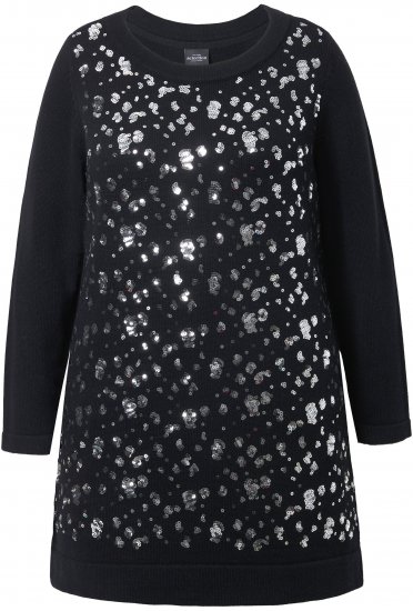 Ulla Popken Sequined Soft Fine Knit Sweater Black - Bluzy & bluzy z kapturem - 