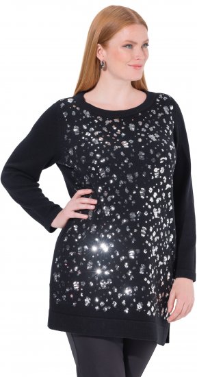 Ulla Popken Sequined Soft Fine Knit Sweater Black - Bluzy & bluzy z kapturem - 