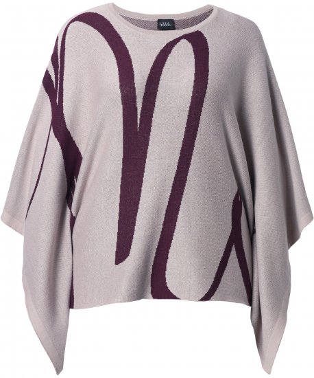 Ulla Popken Brushstroke Knit Poncho Beige - Bluzy & bluzy z kapturem - 