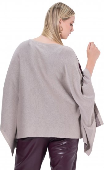 Ulla Popken Brushstroke Knit Poncho Beige - Bluzy & bluzy z kapturem - 