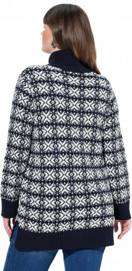 Ulla Popken Eco Cotton Geometric Snowflake Sweater Navy - Bluzy & bluzy z kapturem - 