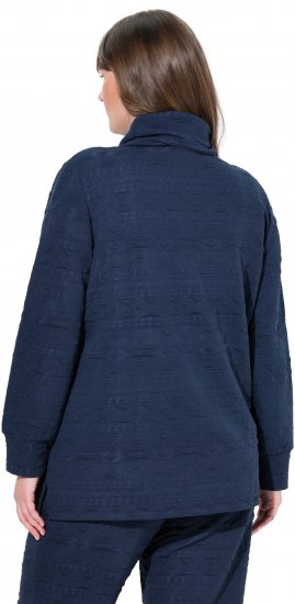 Ulla Popken Eco Cotton Stripe Textured Sweatshirt Navy - Bluzy & bluzy z kapturem - 