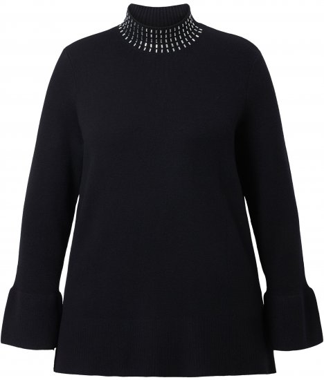 Ulla Popken Flared Sleeve Turtleneck Sweater Black - Bluzy & bluzy z kapturem - 