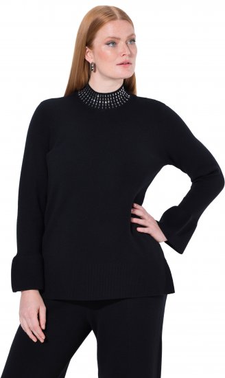 Ulla Popken Flared Sleeve Turtleneck Sweater Black - Bluzy & bluzy z kapturem - 