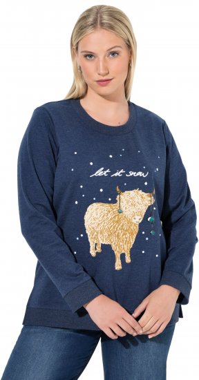 Ulla Popken Let It Snow Sequins Sweatshirt Ink Blue - Bluzy & bluzy z kapturem - 