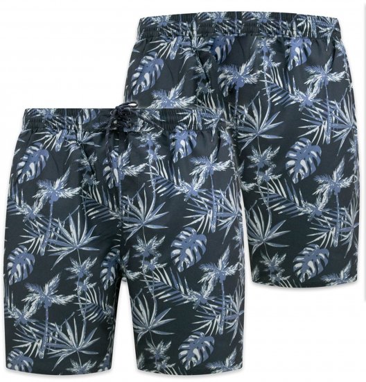 D555 Cleethorpes Hawaii Printed Swimshorts Navy - Fürdőnadrág - Fürdőnadrág - 2XL-12XL