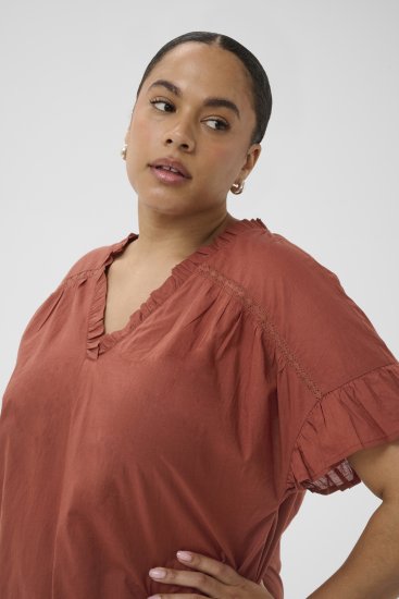 Kaffe Curve Valeria Top Henna Brown - Pólók és felsők - 