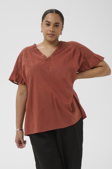 Kaffe Curve Valeria Top Henna Brown - Pólók és felsők - 