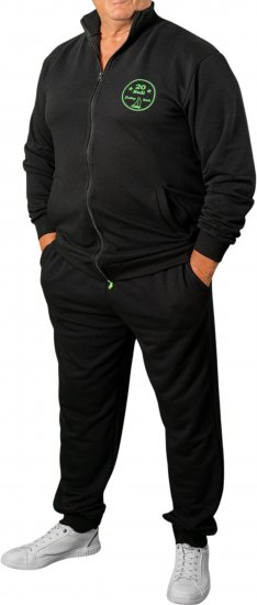20 Nodi Ostro Stretch Fleece Cotton Tracksuit Black - Tréningruhák - Nagyméretű Férfi Tréningruhák