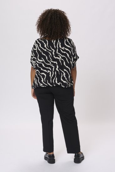 Kaffe Curve Sonna Stanley Top Fekete/Antique Zebraminta - Pólók - 