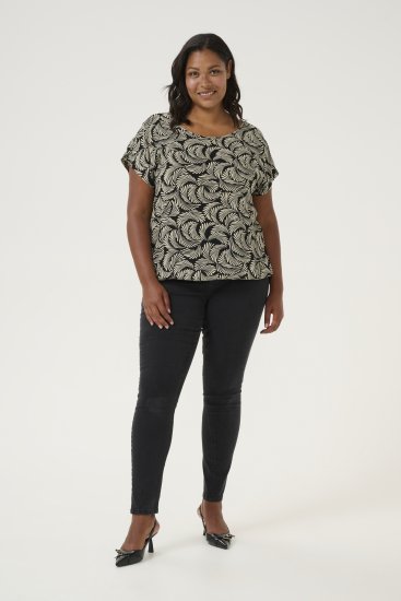 Kaffe Curve Sonna Stanley Top Mélyfekete/Antikfehér minta - Pólók - 