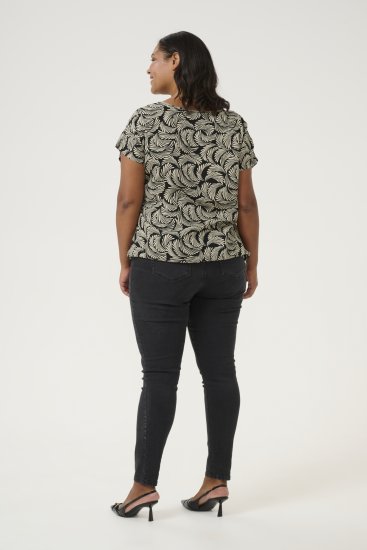 Kaffe Curve Sonna Stanley Top Mélyfekete/Antikfehér minta - Pólók - 