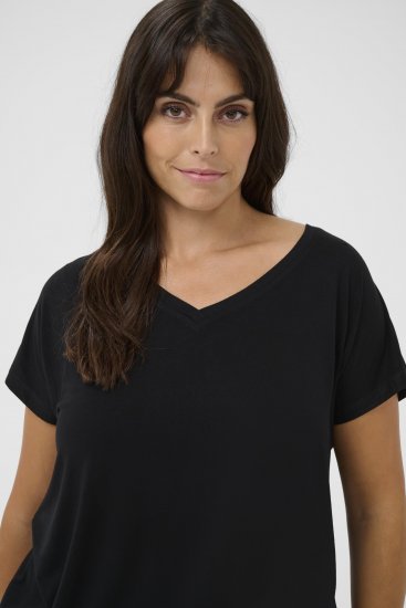 Kaffe Curve Jena V-Neck Póló Mélyfekete - Pólók - 