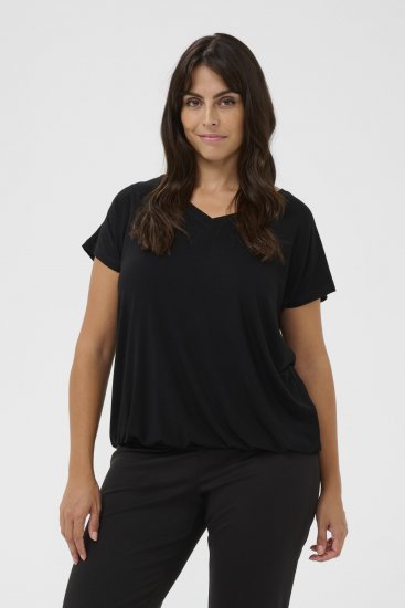 Kaffe Curve Jena V-Neck Póló Mélyfekete - Pólók - 