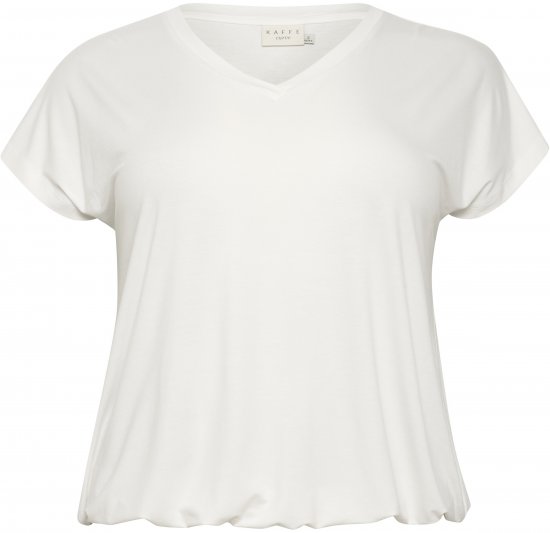 Kaffe Curve Jena V-Neck Póló Chalk - Pólók - 