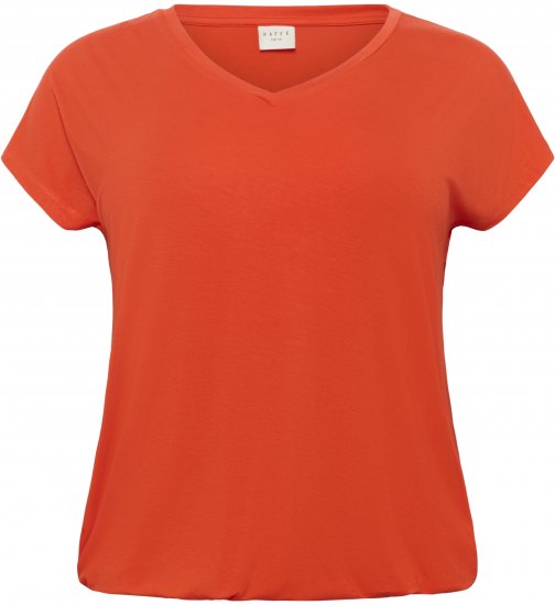 Kaffe Curve Jena V-Neck T-Shirt Grenadine Red - Pólók - 