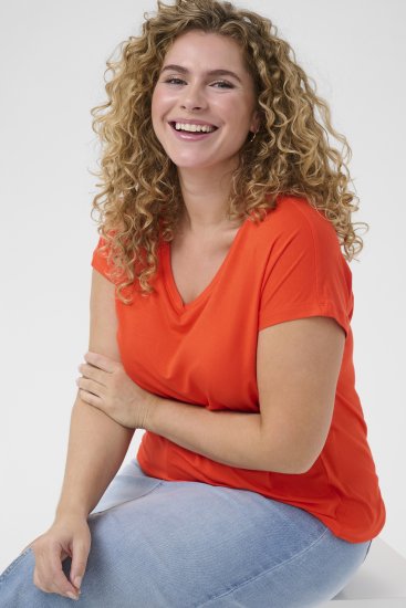 Kaffe Curve Jena V-Neck T-Shirt Grenadine Red - Pólók - 