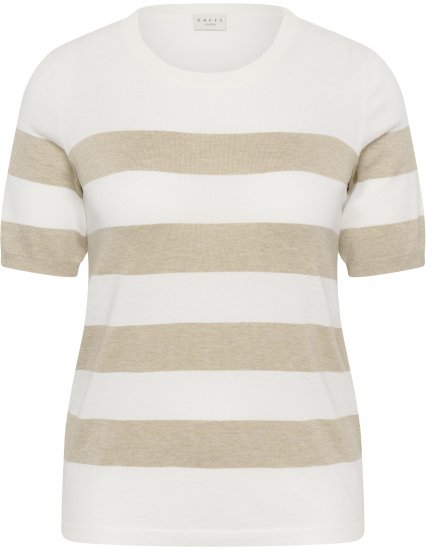 Kaffe Curve Lizzy Striped Pullover Chalk/Feather Grey Bold Stripe - Pólók - 