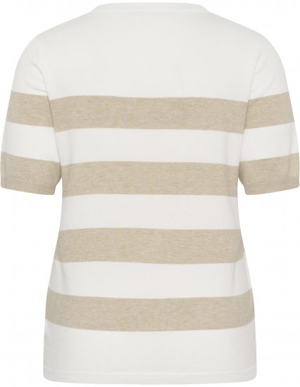 Kaffe Curve Lizzy Striped Pullover Chalk/Feather Grey Bold Stripe - Pólók - 