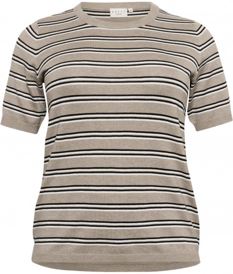 Kaffe Curve Lizzy Csíkos pulóver Bézs/Fekete - Mintás pólók nőknek - 