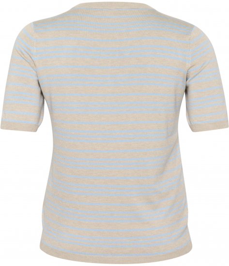 Kaffe Curve Lizzy Csíkos pulóver Bézs/Lágy kék - Mintás pólók nőknek - 