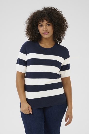 Kaffe Curve Lizzy csíkd Pulóver Midnight/Chalk csík - Pólók - 
