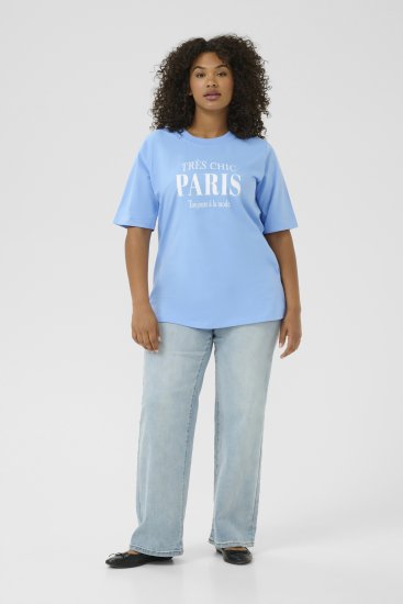 Kaffe Curve Frey T-Shirt Vista Blue - Pólók - 