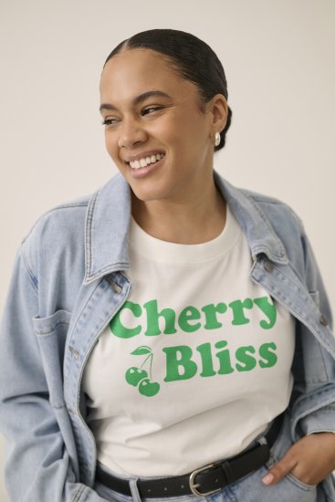 Kaffe Curve Chari T-Shirt Chalk - Pólók - 