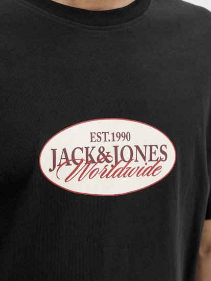Jack & Jones Catskills Worldwide Póló Fekete - Pólók - Nagyméretű pólók - 2XL-14XL