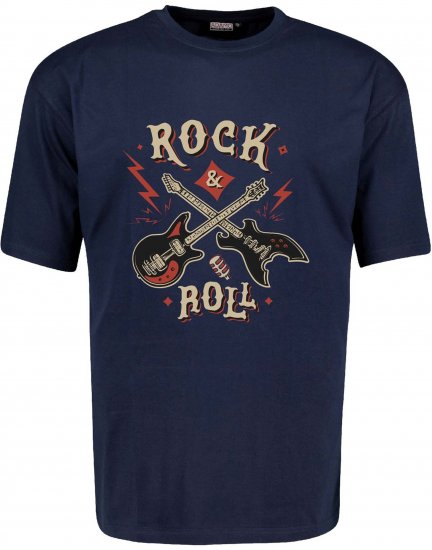 Adamo Rock and Roll Comfort Fit T-Shirt Navy - Nyomtatott pólók - Nyomtatott pólók - 2XL-8XL