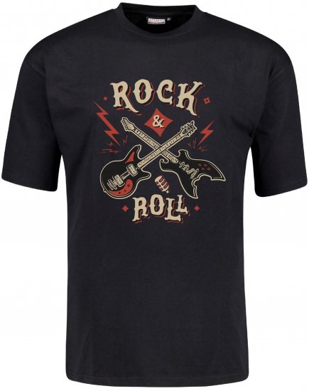 Adamo Rock and Roll Comfort Fit T-Shirt Black - Nyomtatott pólók - Nyomtatott pólók - 2XL-8XL