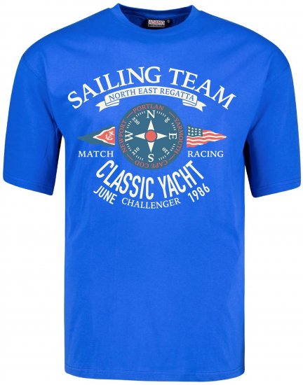 Adamo Motivshirt Sailing Comfort Fit Royal Blue - Pólók - Nagyméretű pólók - 2XL-14XL