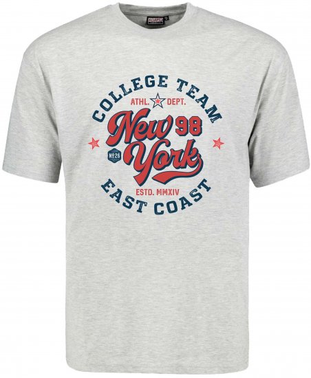 Adamo Motivshirt Comfort Fit College Grey - Pólók - Nagyméretű pólók - 2XL-14XL
