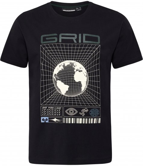 North Latitude 53333 Grid Printed T-Shirt Black - Pólók - Nagyméretű pólók - 2XL-14XL