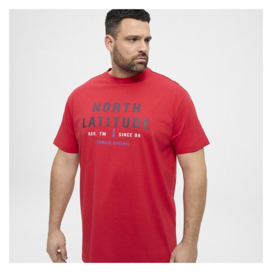 North Latitude Logo T-Shirt Red - Pólók - Nagyméretű pólók - 2XL-14XL