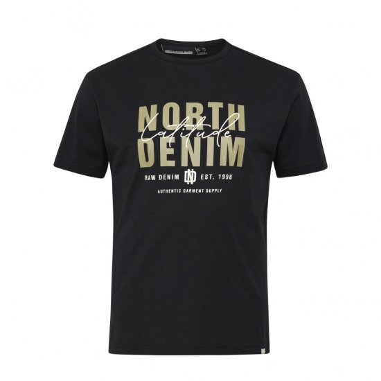 North Latitude Denim Printed Logo T-Shirt Black - Pólók - Nagyméretű pólók - 2XL-14XL