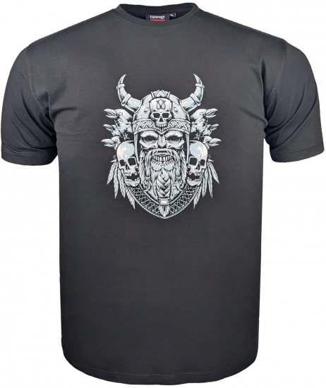 Espionage T441 Viking Skull Print T-Shirt Black - Nyomtatott pólók - Nyomtatott pólók - 2XL-8XL