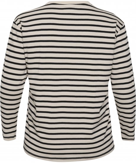 Kaffe Curve Winni Hosszú ujjú Póló Antikfehér/Fekete csík - Pólók - 