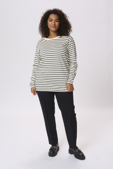 Kaffe Curve Winni Hosszú ujjú Póló Antikfehér/Fekete csík - Pólók - 