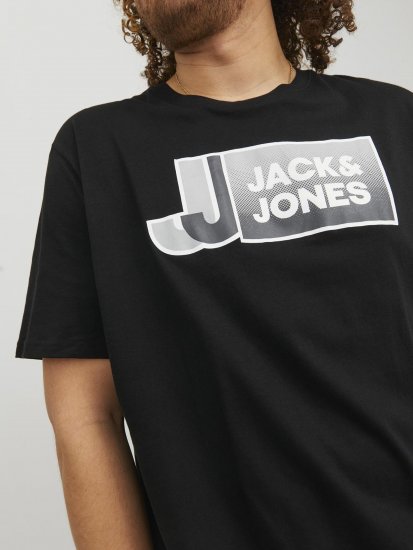 Jack & Jones Logan T-Shirt Black - Pólók - Nagyméretű pólók - 2XL-14XL