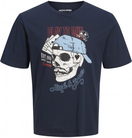 Jack & Jones Roxbury T-Shirt Navy - Pólók - Nagyméretű pólók - 2XL-14XL
