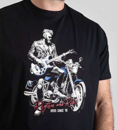 D555 Derby T-Shirt Rhythm and Rides Navy - Pólók - Nagyméretű pólók - 2XL-14XL