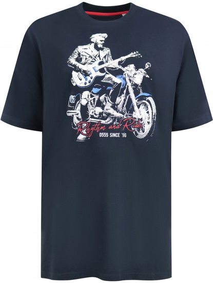 D555 Derby T-Shirt Rhythm and Rides Navy - Pólók - Nagyméretű pólók - 2XL-14XL